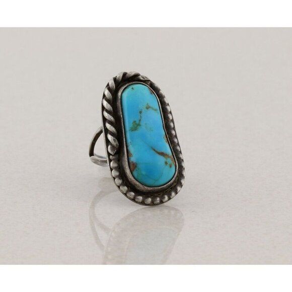 Sterling Silver Natural Turquoise Ring Size 5 - Picture 3 of 7